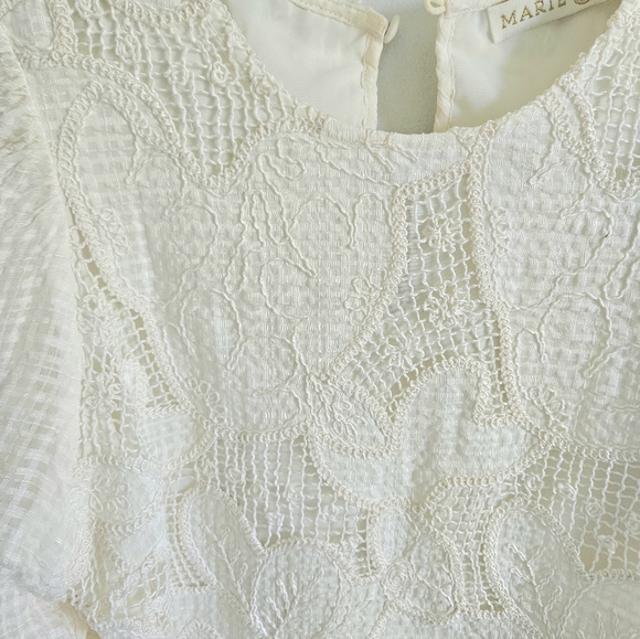 Marie Oliver Lace Vance Puff Sleeve Top Cream  Blouse - Picture 3 of 8